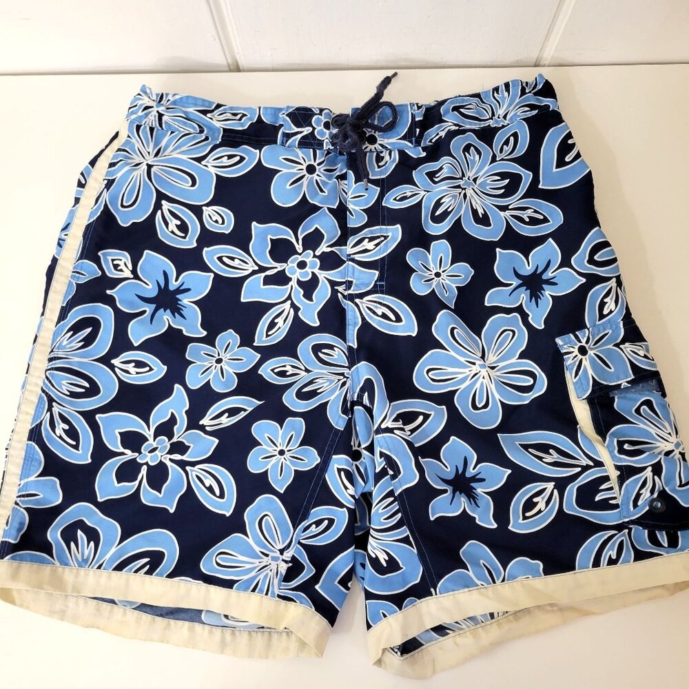 Driving Force Men's Swim Trunks Bold Blue Floral